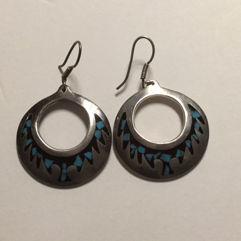 Mexican sterling silver Indian design earrings